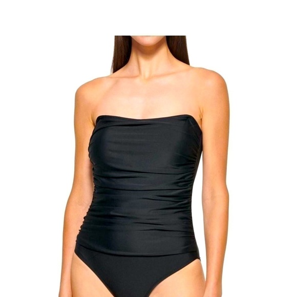 DKNY One Piece Swimsuit Black Ruched New With Tag NWT - Picture 1 of 8